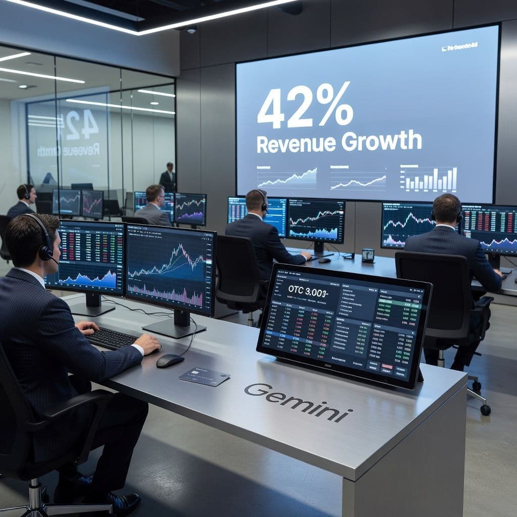 Gemini Reports 42% Revenue Growth in Q1 2026, Shares Surge